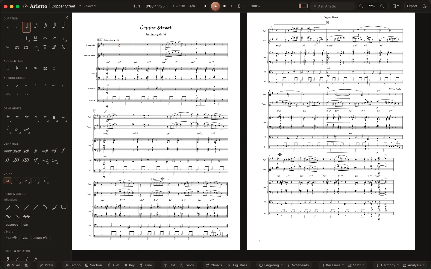 Arietto: Charts in Kopistenhandschrift